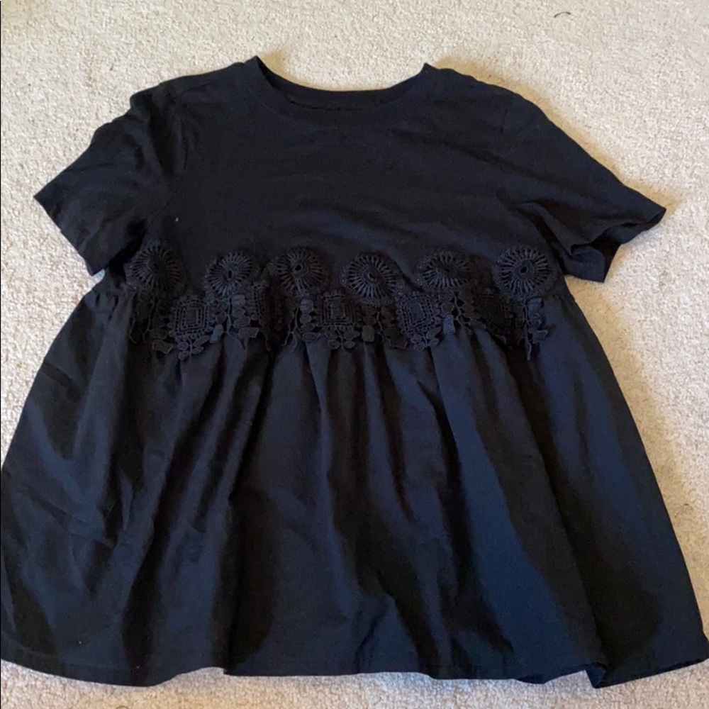 Basic black peplum detailed top
